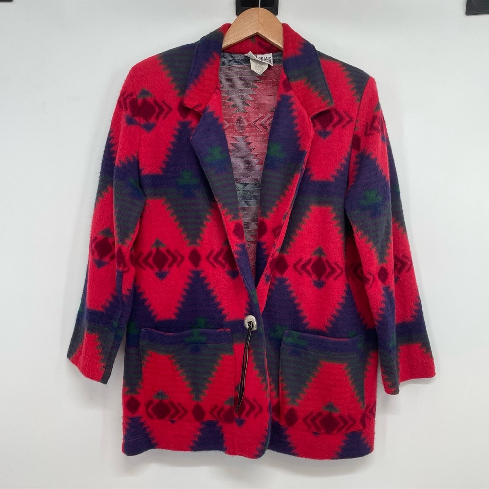 VTG Jeans Wear Nativ Aztec Western Women's Blazer Jacket Sz M Multicolor